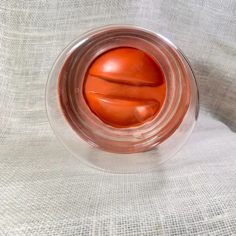 Vintage Pyrex 7080-C Clear Glass Storage Bowl‎ with Orange Lid Retro USA Made